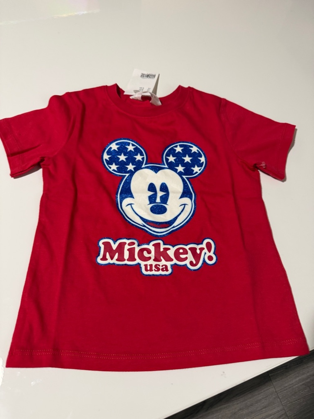 Baby Girls Disney H&M Mickey Mouse Mickey USA Red Graphic T-shirt. Size 3/4T